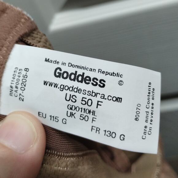 NWT Goddess Size 50F Hazel Brown Floral Satin Wireless Full Coverage Bra GD0110 - Picture 4 of 8